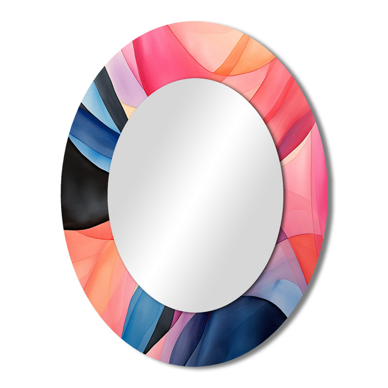 Geometric soft colors patterns V - Modern Oval Wall Mirror, 43" H x 33" W