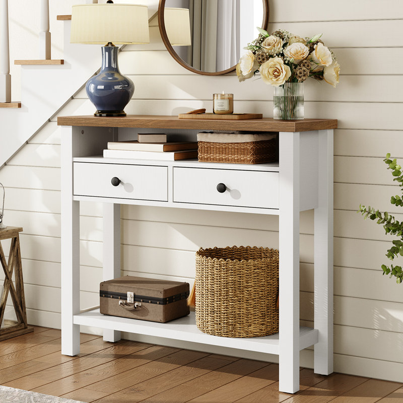 Console de hall d'entrée 31,5 po Sayveon, Blanc, H 31,5 po x l 31,5 po x P 11,8 po, 2
