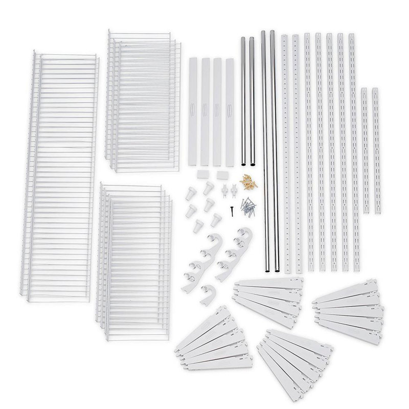 White Adjustable Wire Closet System with Telescoping Rods