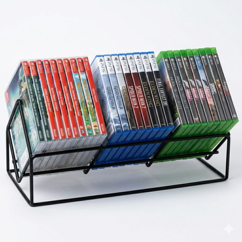Support de rangement pour DVD et CD en fil métallique