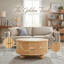 Table basse ronde moderne cannelée 31,8 po, porte coulissante, bois massif de pin, pour le salon, assemblage facile-131149390