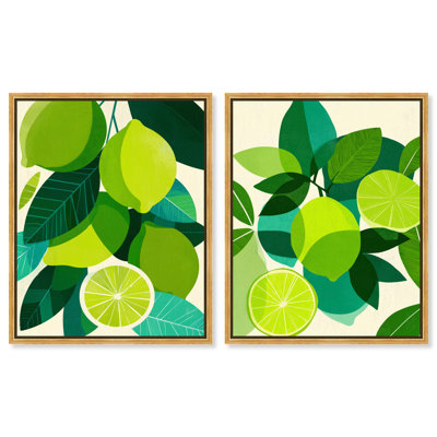 Ensemble d'art mural botanique sur toile Fres Fres Duo par Art Remedy, cadre doré, 30 x 36