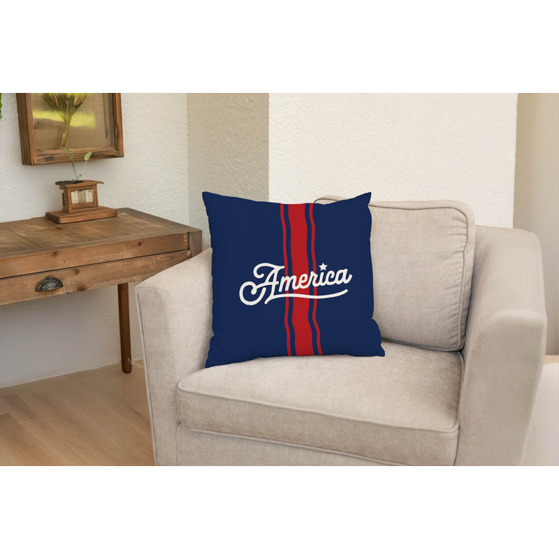 Coussin décoratif America, Bleu, Carré 16 po