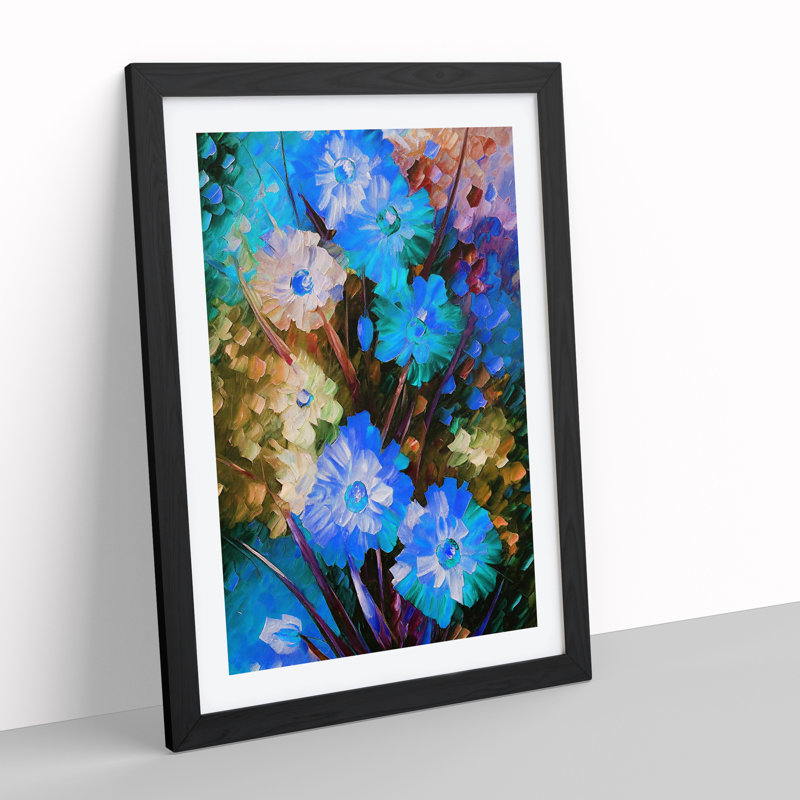 Bunch of Flowers No.1 - Wall Art, Black Framed, 66cm H x 48cm W x 2cm D, White