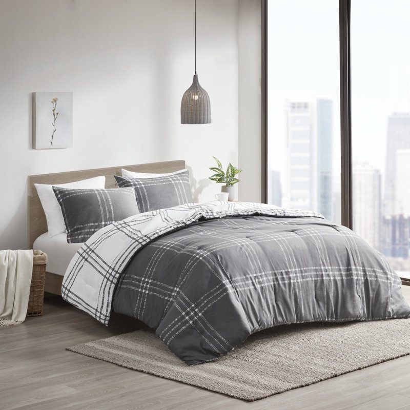 Pike Plaid Reversible Comforter Set, Twin/Twin XL Comforter + 1 Standard Sham