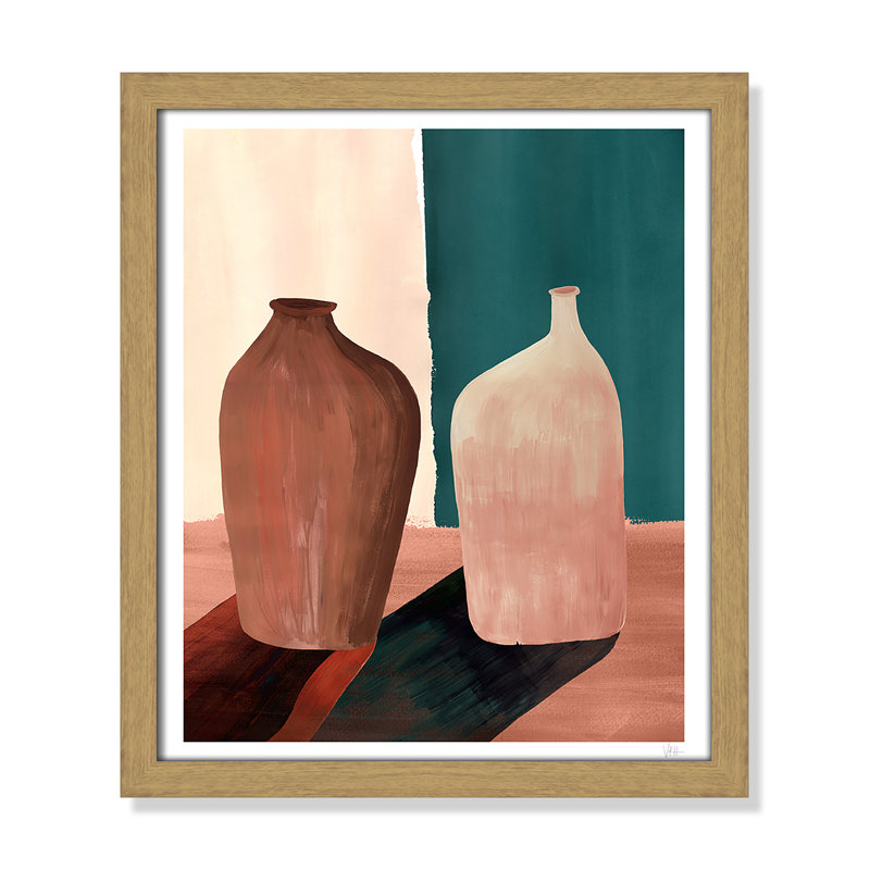 Contrast Pots Print par Violets Print House, Grain de bois naturel, L 13 po x H 15 po, Impression encadrée