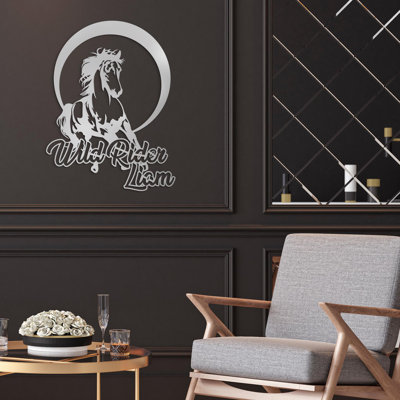 Horse Name Sign, Wild Rider Metal Wall Art, Equestrian Decor for Nursery or Kids Room, Unique Gift for Horse Lovers