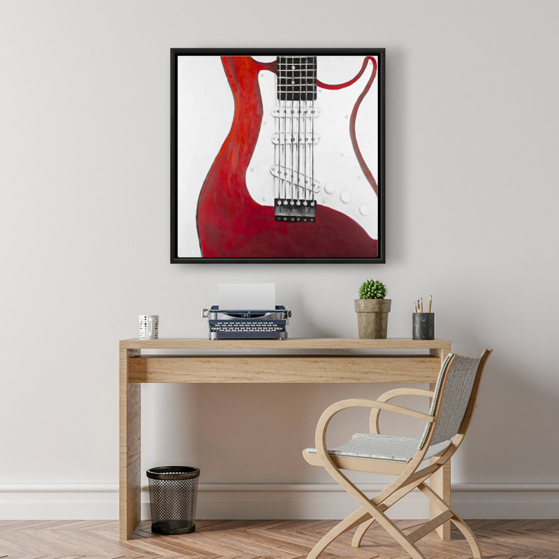 Red Electric Guitar Print On Canvas