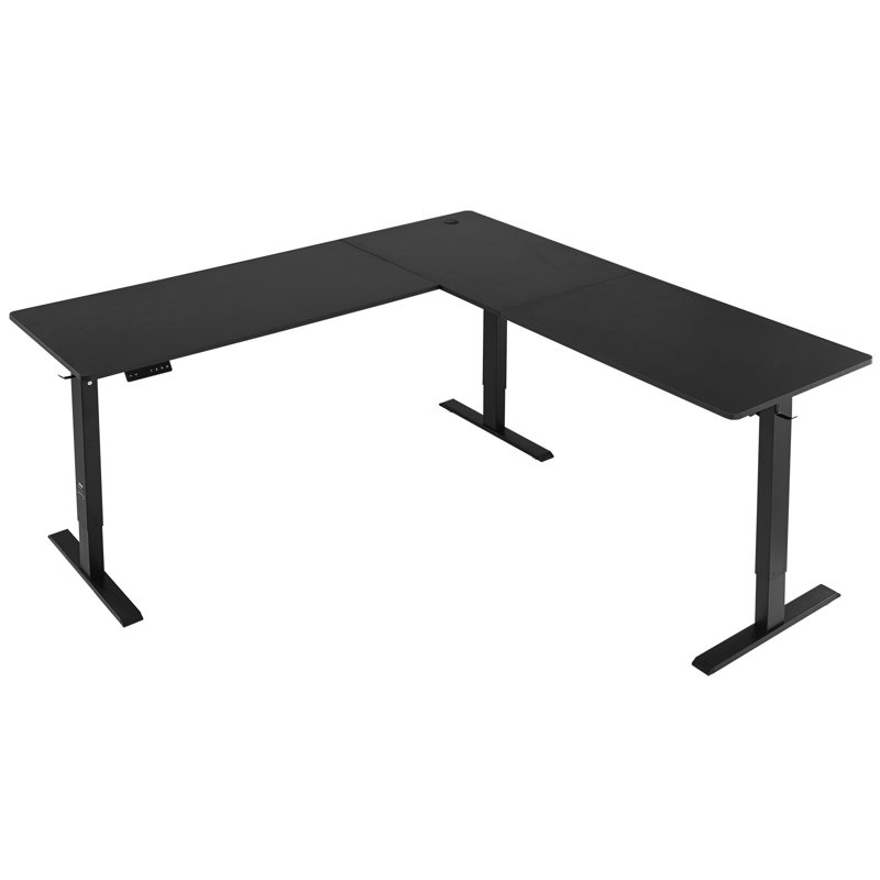 Bureau de coin en L à hauteur réglable électrique, H 45,24 po x l 70,9 po x P 70,87 po