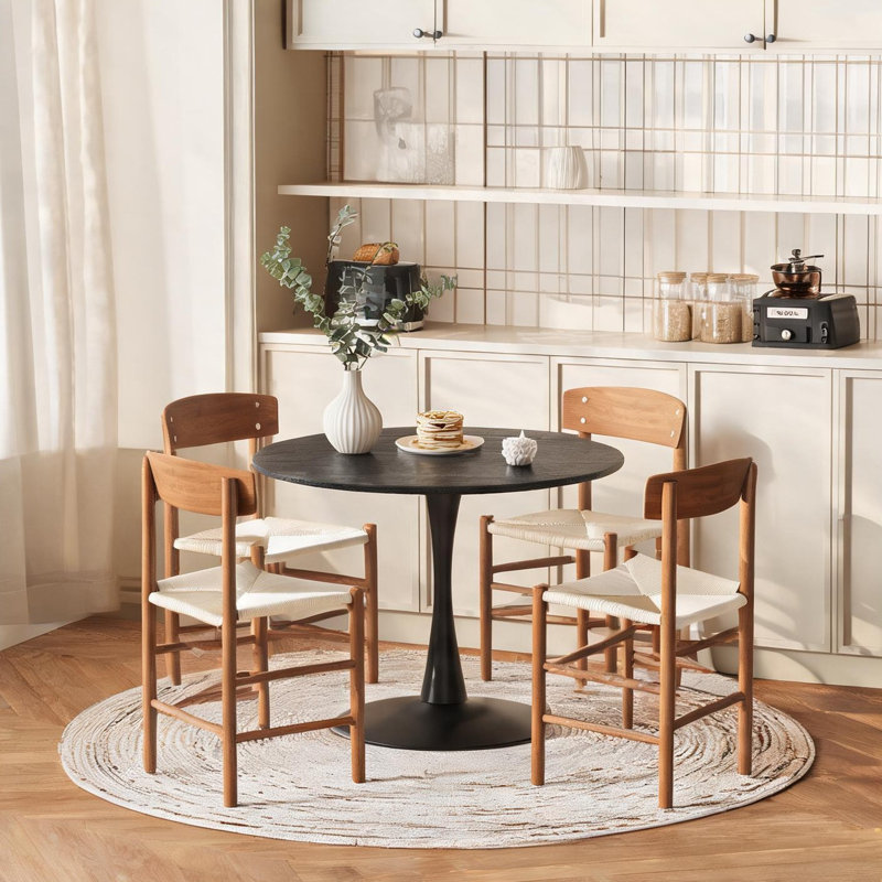 Table de salle à manger de 100 cm (39,4 pouces), alliant style Mid-Century, conception résistante à l'eau et structure en métal