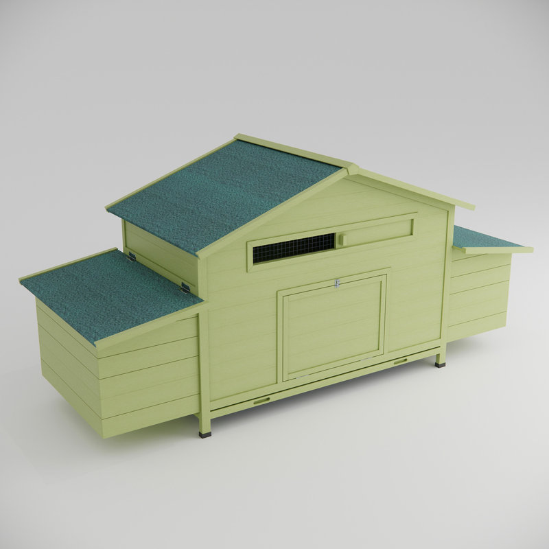 Grande maison de volaille, 11,12 pi, conception résistante, protection contre les prédateurs, fenêtres de ventilation, 2 nichoirs, perchoir à poulet, portes de rangées, boîtes