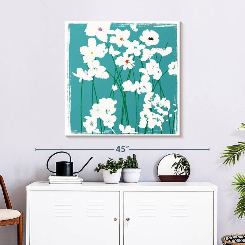 Avery Turquoise Flowers, 30" H x 30" W