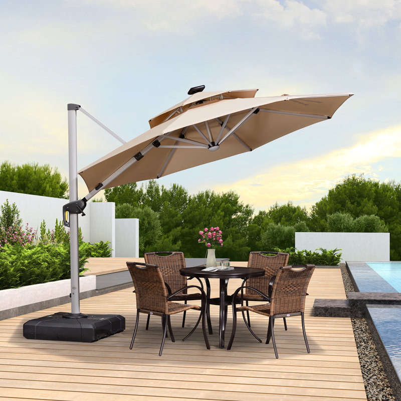 Parasol rond en aluminium 120 po, Beige