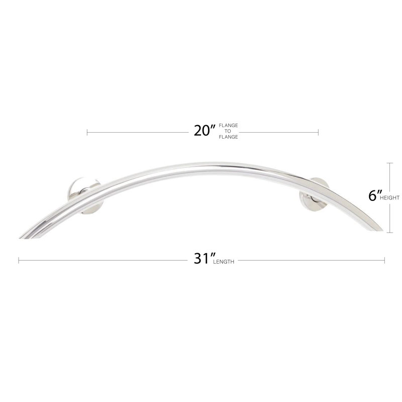 Lifestyle & Wellness Crescent Curved Wall Mount Bathroom Shower 30" Grab Bar, Polished Stainless