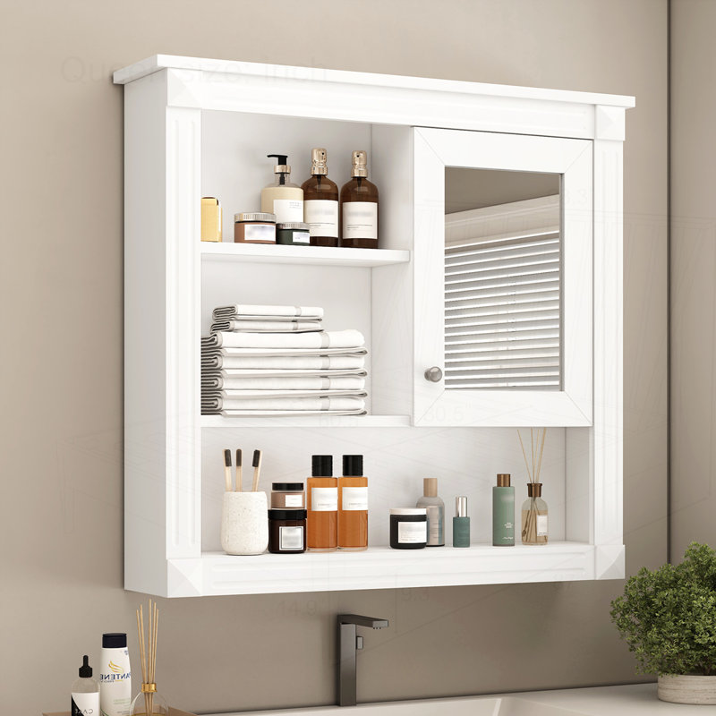 32" Bathroom Wall Cabinet with Mirror, White