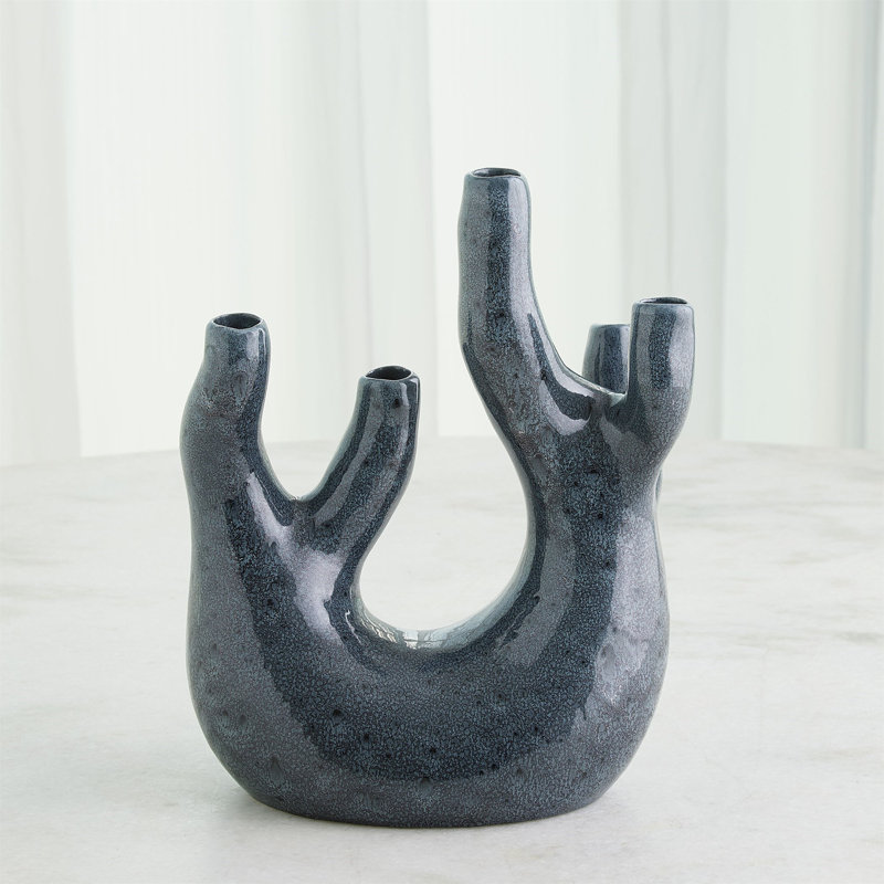 Creation Handmade Earthenware Table Vase, Blue