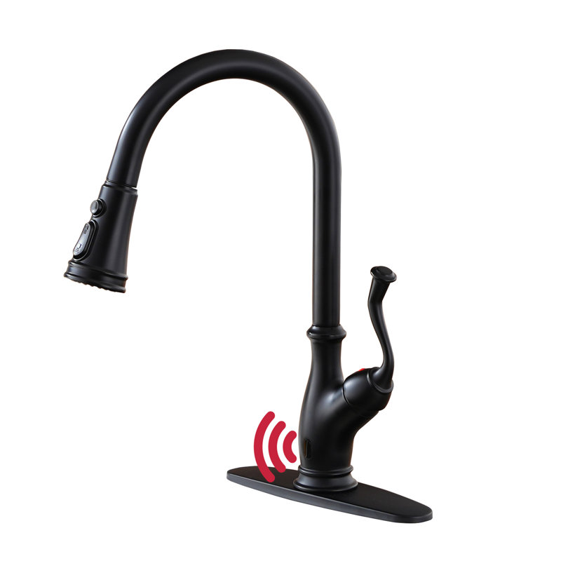 Boyel Living Pull Down Touchless Kitchen Faucet, Matte Black