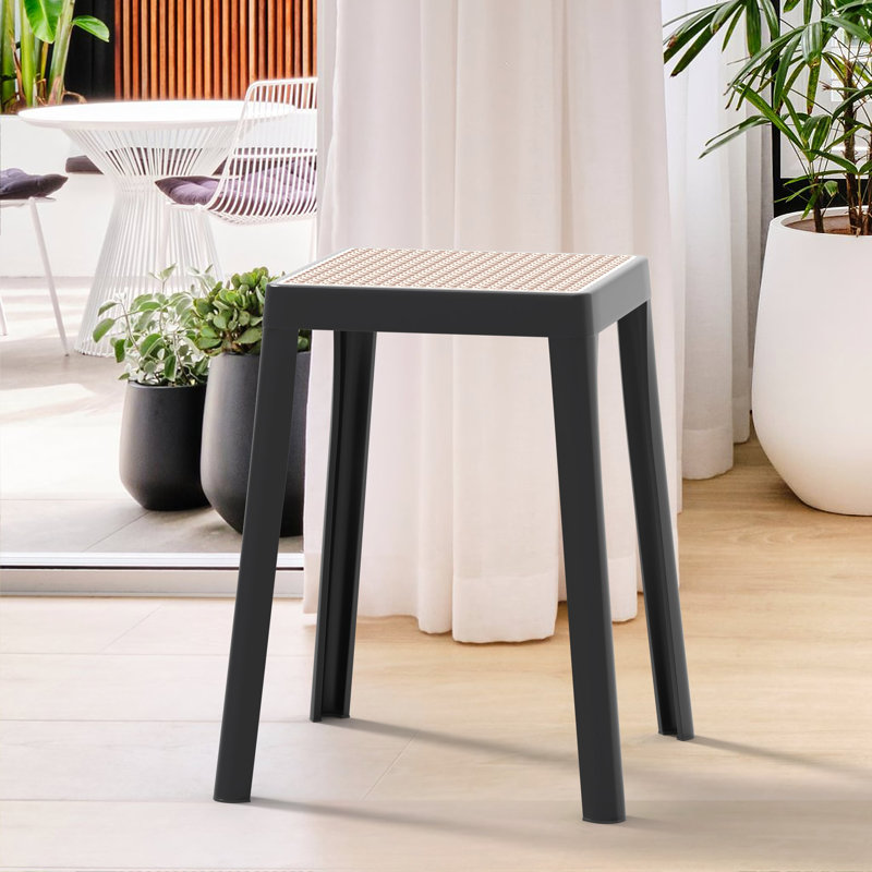 Tabouret carré en plastique empilable Dantoni, Noir
