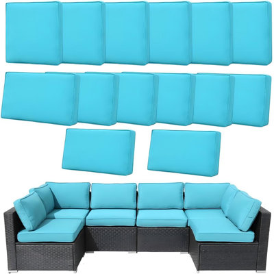 14-piece Outdoor Cushion Replacement Set With Zipper For 6-seater Sofa Patio - Washable Seat And Back Covers by Latitude Run