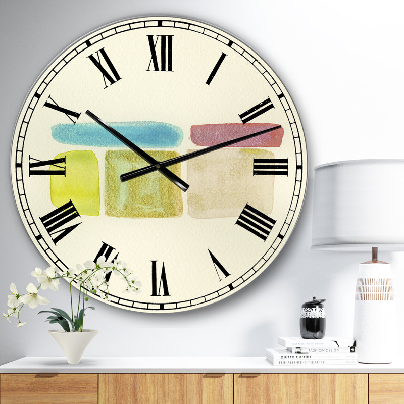 Horloge murale cubique surdimensionnée Cubist Color Composition II, Surdimensionné