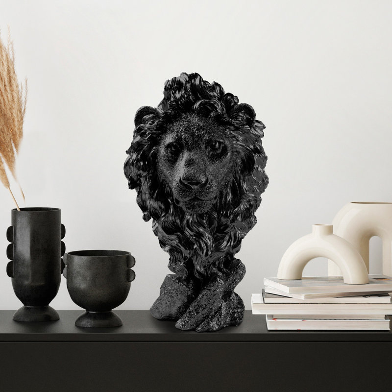 Hand-Painted Decorative Object, Black, 7.1 x 13.4 x 6.7 inches | 100% Polyester Material, Lightweight at 2.8 lbs | Unique Art Piece for Home Decor, Elegant and Distinctive Accent for Any Room