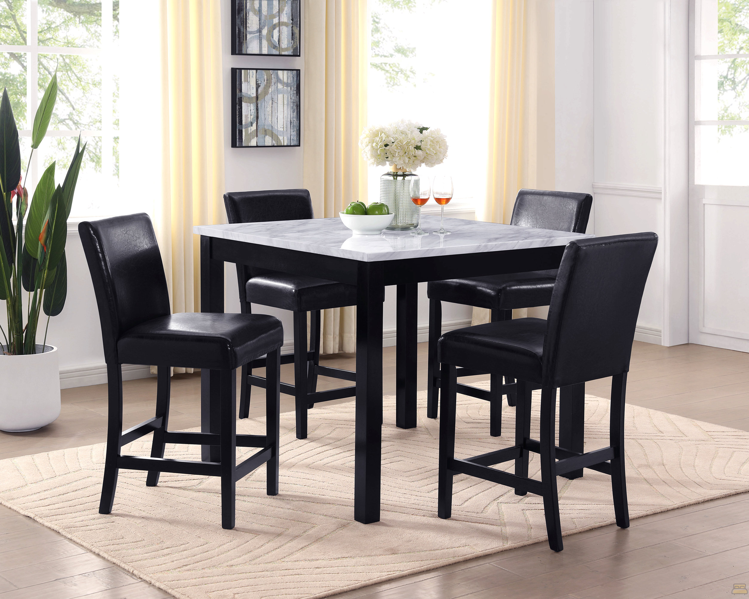 Ophelia & Co. 5Pc Counter Height Dining Set Square Faux Marble Table ...