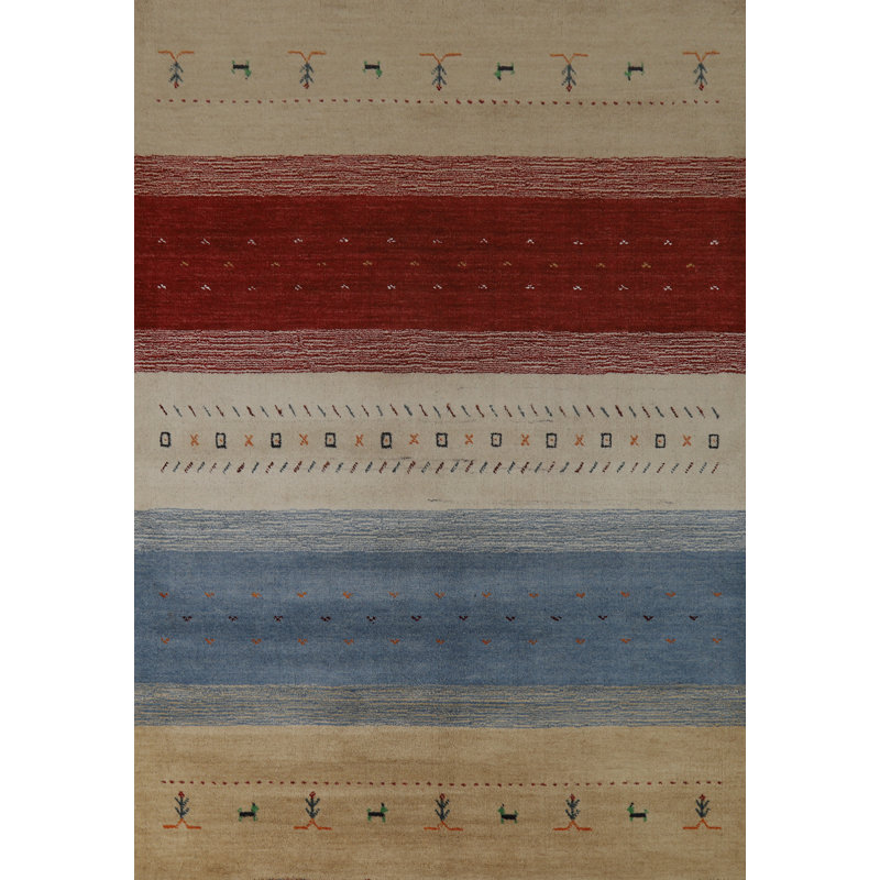 Striped Gabbeh Indian Area Rug 5x8