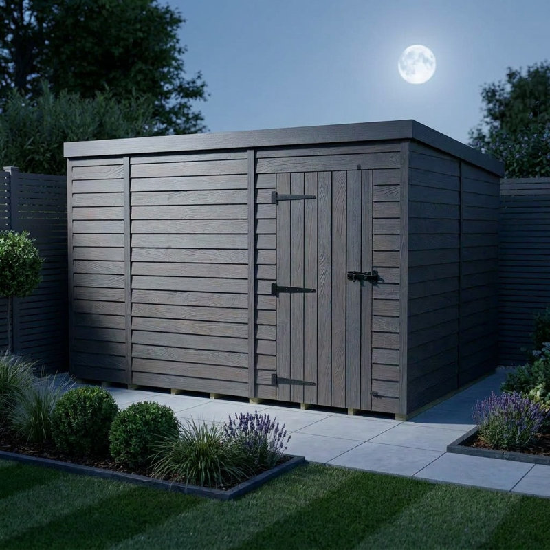 Total Sheds 9ft x 8ft Composite Pent Garden Shed - Single Door - No Windows - EPDM Rubber Roof - UK Manufactured