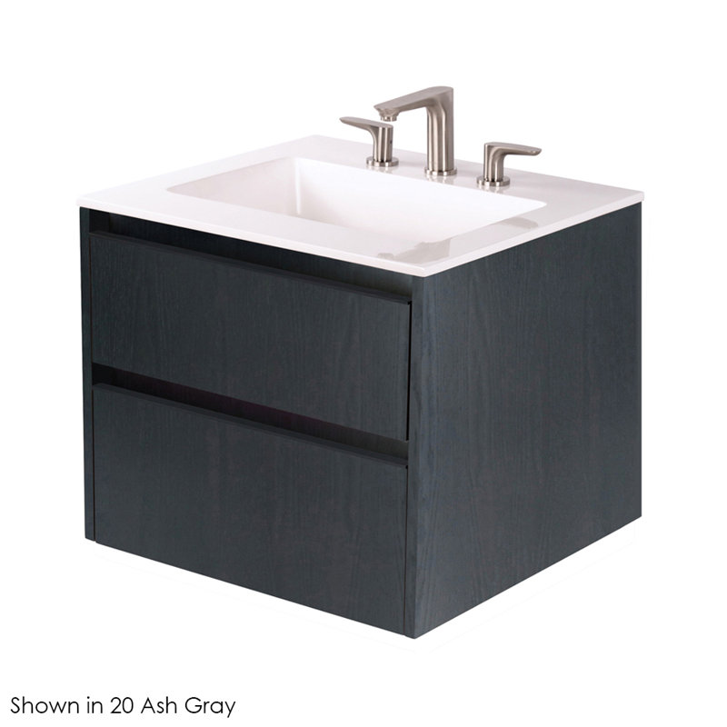 Pronto 24'' W Single Vanity, Ash Gray, 3 Hole - 8" Centers, Gloss White