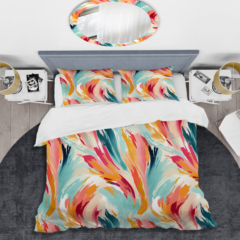 Ensemble de housse de couette Colorful Ikat Artistry Swirl Mirage - Ikat, Housse de couette simple + 1 taie décorative stan