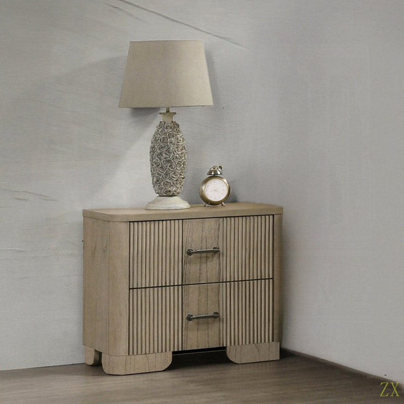 Table de chevet style transitionnel 1pc avec 2 tiroirs de rangement