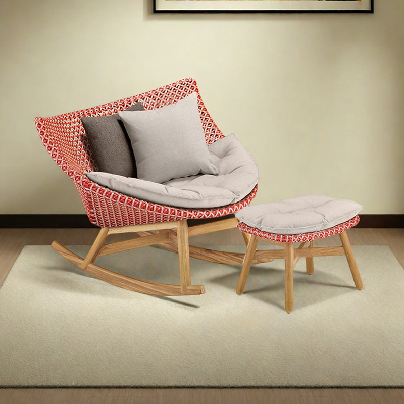 Chaise berçante PE, Rouge, Gris clair