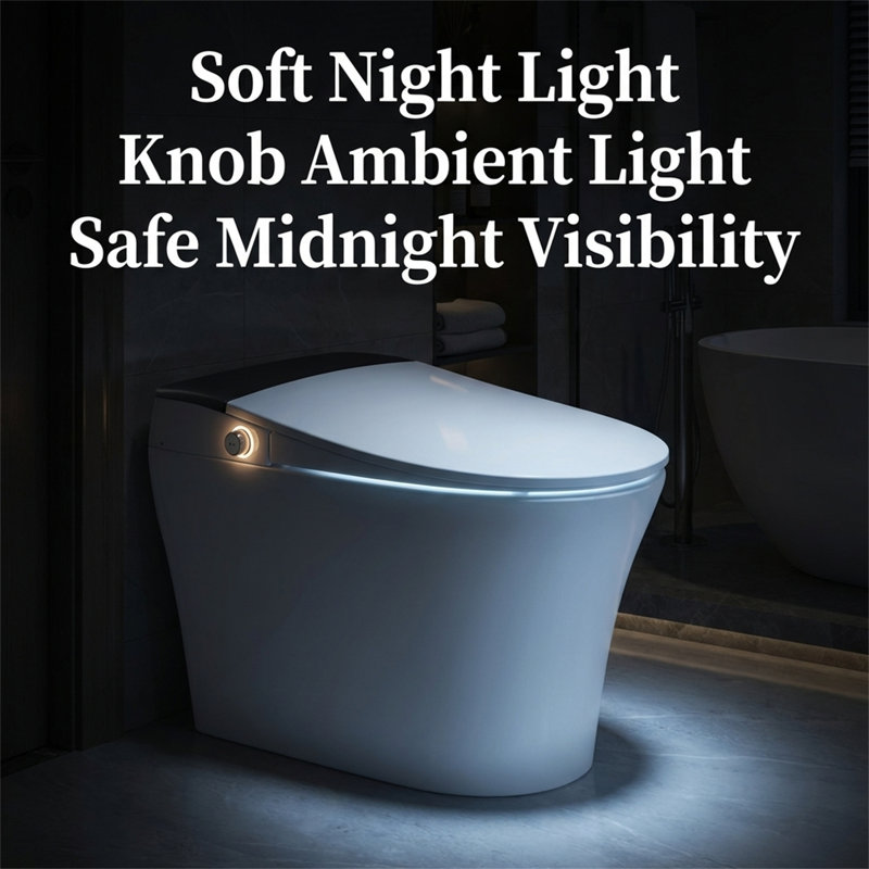 Heated Seat Smart Toilet, One Piece Automatic Flush Toilet with Foot Sensor, Tankless, Soft Close Cover