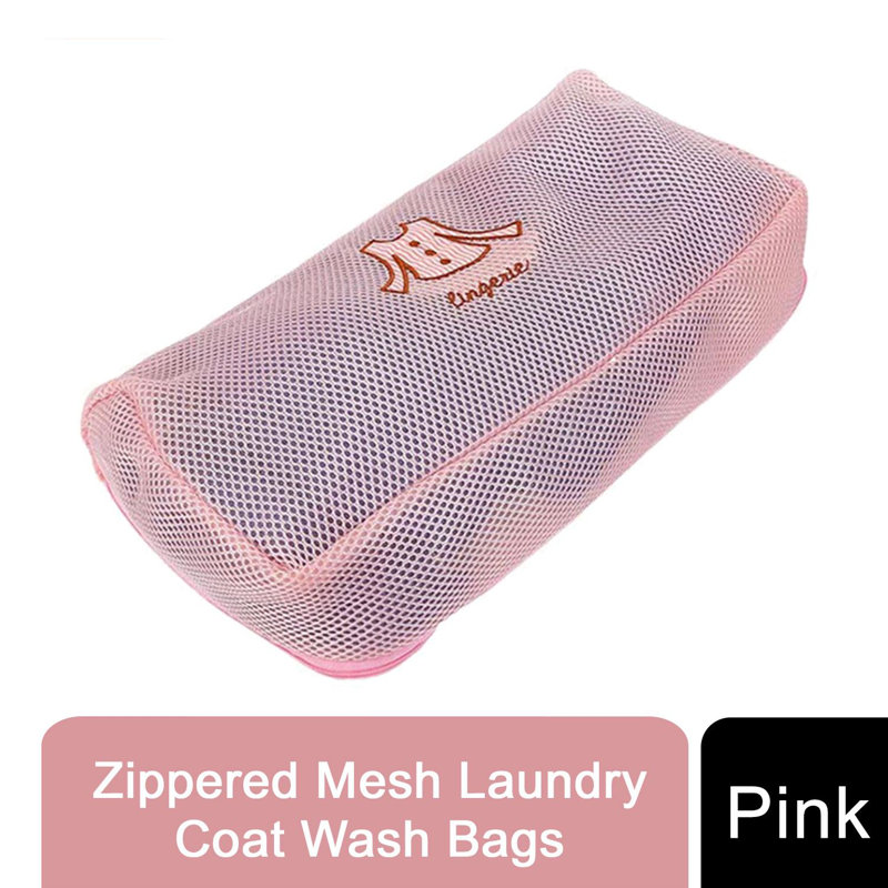 Haven Heavy Duty Zippered Mesh Laundry Bag Reinforced Coat Wash Bag White, Pink