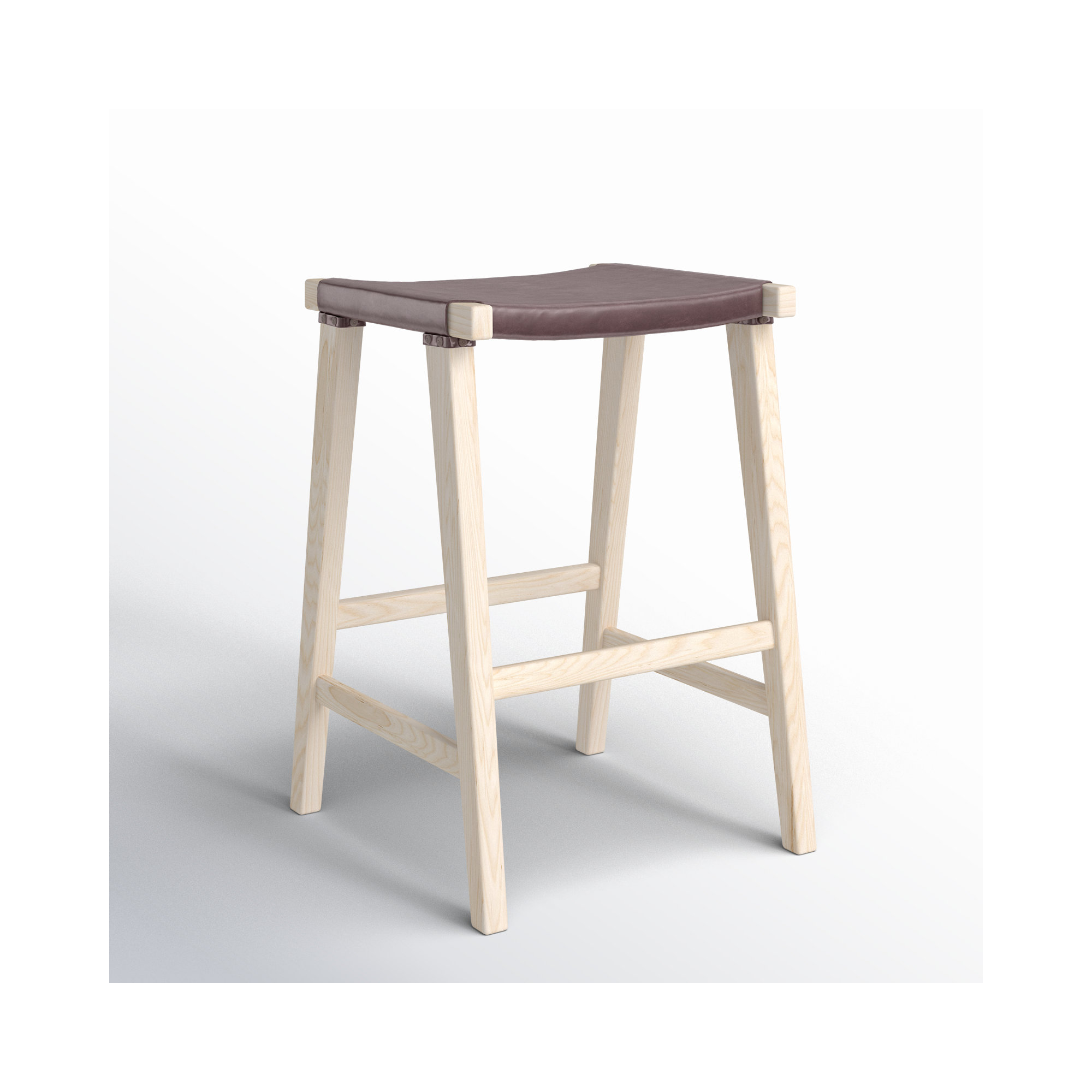 Kellan Genuine Leather Bar & Counter Stool, Cognac Genuine Leather, Counter Stool (26.8” Seat Height)