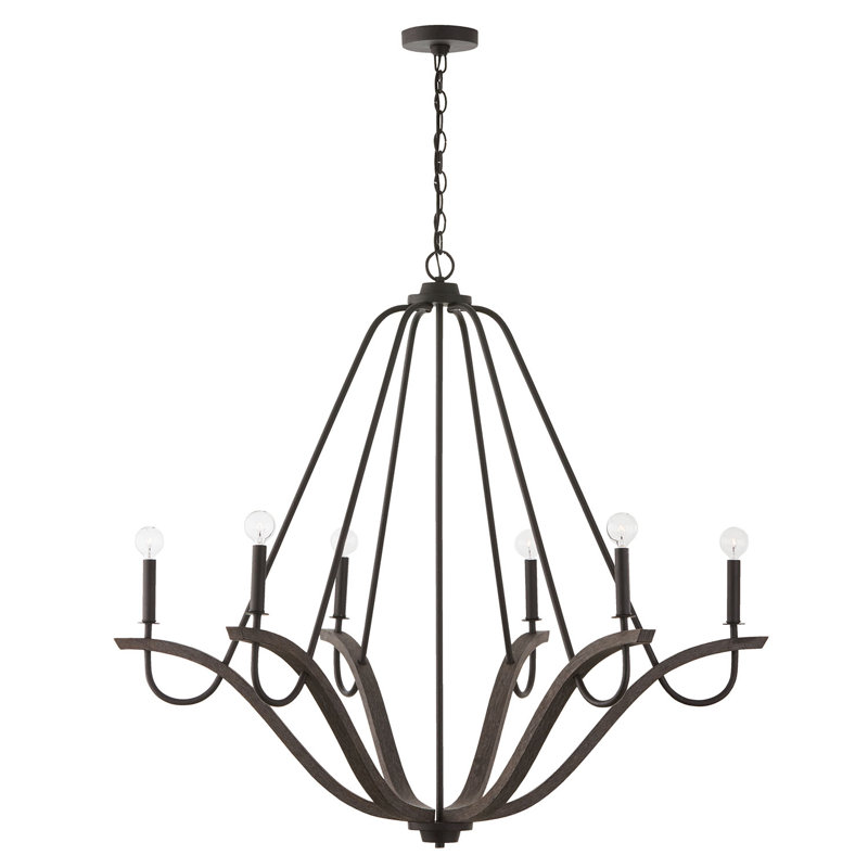 Lustre classique à 6 lumières de style bougie , H 38,5 po x l 43 po