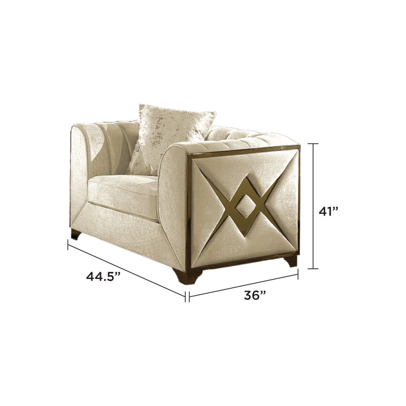 Arron 44.4'' Velvet Armchair, Cream Velvet