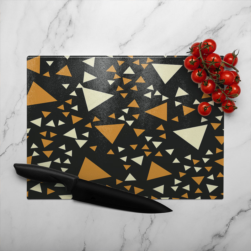 Triangles On Glass Chopping Board, 28cm L x 20cm W