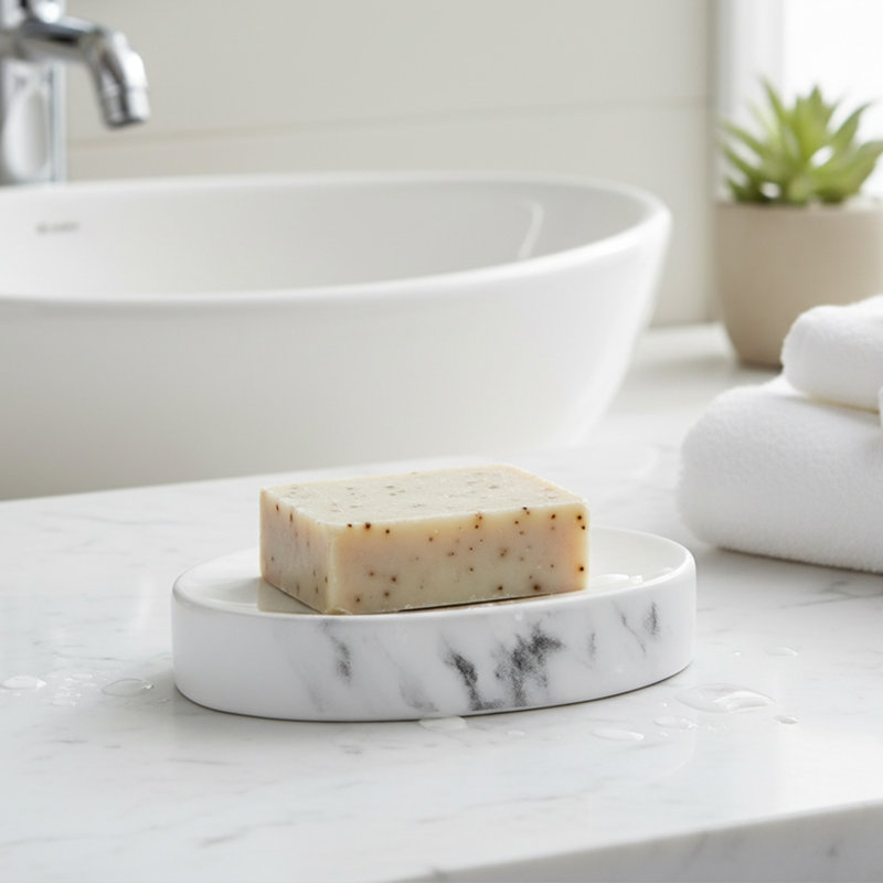 Distributeur de porte-savon ovale à effet marbré