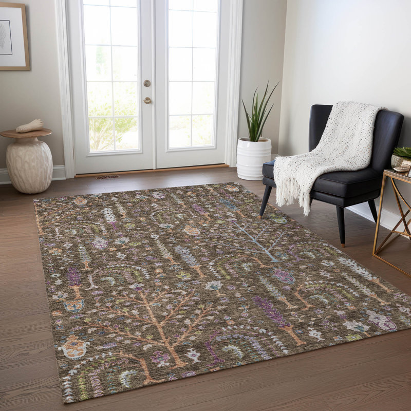 Tapis brun intérieur / extérieur lavable à la machine Cicel ACN1152, Rectangle 5 pi x 7 pi 6 po