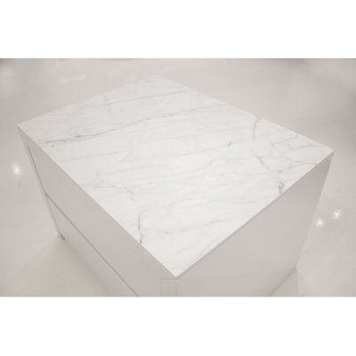 Blanche 2-DrawerTop Of Night Table, Carrara White
