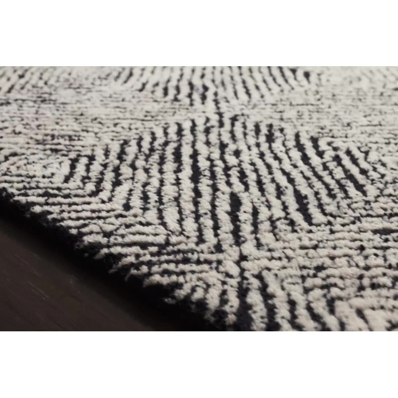 Ivory Diamond Hand-Tufted Wool Rectangular Rug 9'3" x 13'