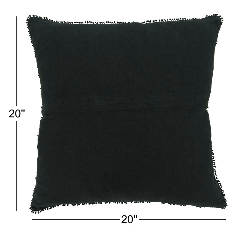 Coussin en lin Garter, Noir