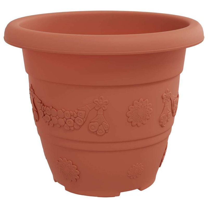  Round Flower Pot 24 Pcs, Plastic, Brick Red, 18cm H x 22cm W x 22cm D