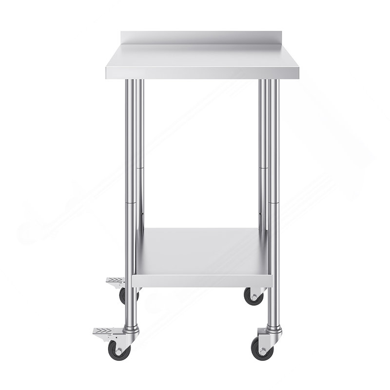 24 X 24 X 40 Inch Stainless Steel Work Table, Commercial Food Prep Worktable With Casters, Heavy Duty Prep Worktable, Metal Work Table With Adjustable Height For Restaurant, Home And Hotel