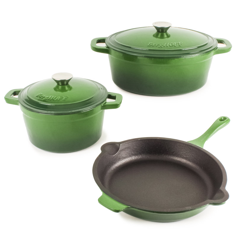 Batterie de cuisine en fonte émaillée 5 pièces Manitoba, Vert