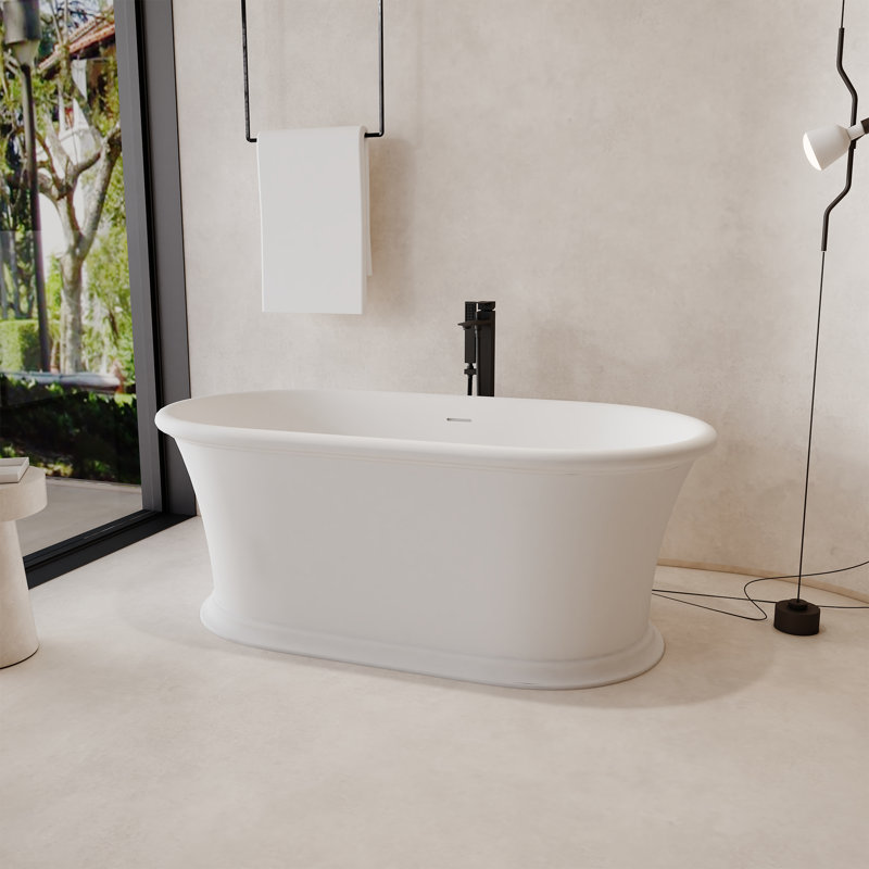 Tangent Casainc Freestanding Soaking Solid Surface Resin Stone Bathtub