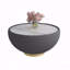 Table basse moderne en cuir clair avec dessus en marbre