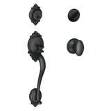 Brookshire Handleset with Single Cylinder Deadbolt and Siena Door Knob and Rosette