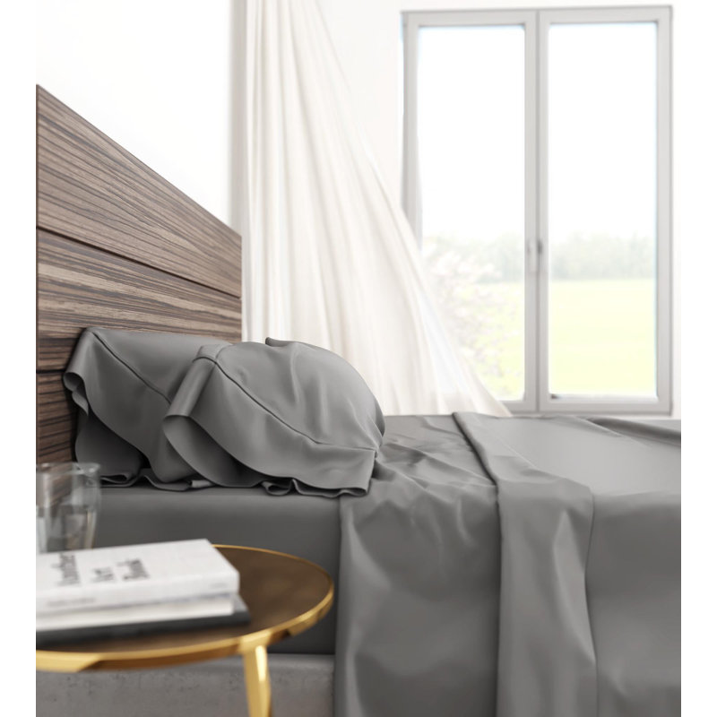 Sateen Standard Sheet Set, Twin XL Sheet Set + Fitted Sheet + 1 Pillowcase, Gray